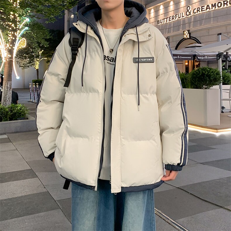 棉衣男冬季新款港风宽松假两件连帽棉服MF8587-P95(现货）,男装棉衣,星座214-3