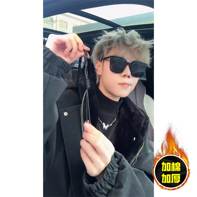 现货高品质美式高街重磅座山雕连帽pu皮棉衣男女加厚毛毛绒冬外套,男装皮衣,电商A486
