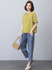 2023夏季新款休闲套装宽松显瘦牛仔裤两件套，女装套装/套裙，悦见她