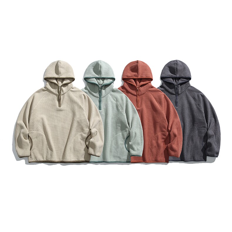 2025冬季新款男装日系潮牌华夫格宽松休闲卫衣加厚卫衣WY622-F88图片