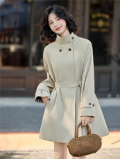 风衣外套女2025秋季新款休闲小个子高级感中长款收腰大衣潮，女装风衣，沁沁公主