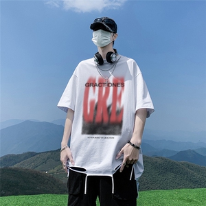 港风   新款夏季时尚百搭高阶宽松圆领情侣短袖T恤DT353 P45控68图片
