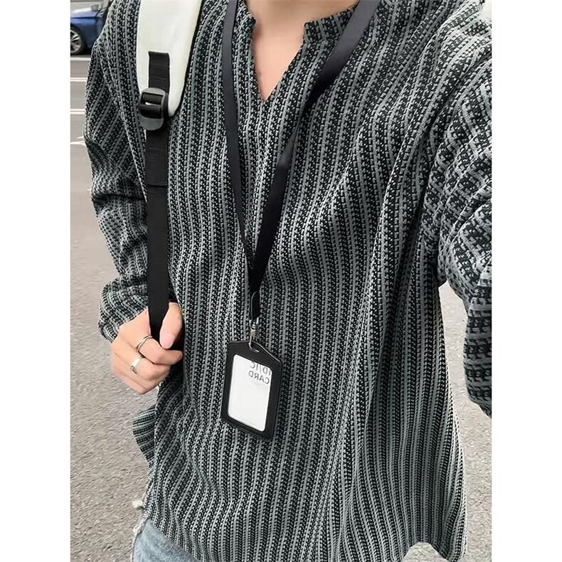 2026春季新款现货5W件重磅280g鱼骨纹V领打底衫T24536特P15控48,男装T恤,电商A001