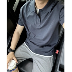 领口压胶珠地棉假两件POLO衫休闲高级翻领短袖T恤CS2625-P48，男装T恤，星座1213