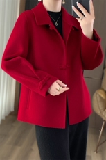 时尚百搭显瘦黑色双面呢羊毛大衣女秋冬季新款外套，女装双面呢大衣，乾庄羊绒