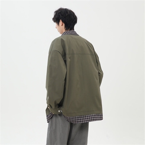 2025春季休闲痞帅工装假两件翻领夹克潮流外套XZ301b-2-JK2582P78图片