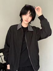 百搭翻领通勤夹克新款复古拼接休闲宽松工装外套513AJK2598P55，男装夹克，星座513A