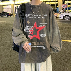 直播品质 重磅纯棉 美式蜡染水洗做旧潮牌宽松长袖t恤 CT363特P38图片