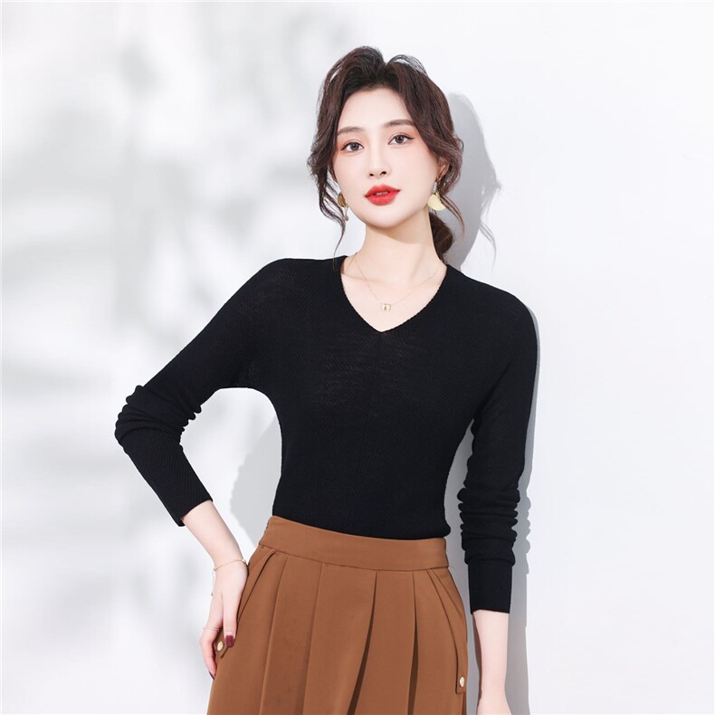 杨子纱100%超细羊毛鱼骨纹V?领套衫,针织衫/毛衣,优麦羊绒（原洪叶羊绒）