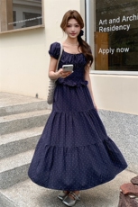 法式复古波点套装裙女2025年夏季新款温柔风减龄上衣半身裙两件套，女装套装/套裙，浙宝220