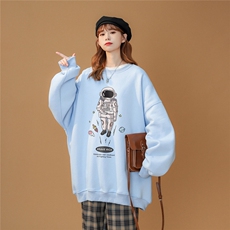 港风23春季时尚太空人印花宽松百搭圆领套头卫衣W159P30控48，男装卫衣，A247A