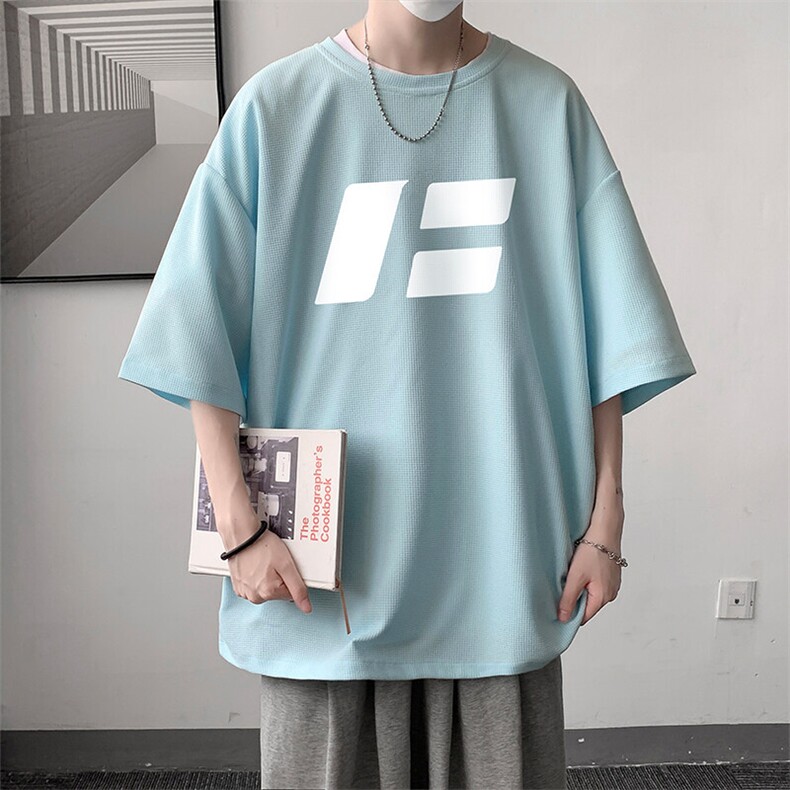 华夫格t恤男短袖男大码五分袖大皂风HT73435-P22,男装T恤,电商A040