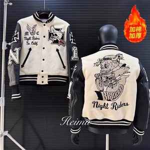1506-1/JF9011原版做工高密刺绣加棉加厚款/P104骷髅骑士棒球服男图片