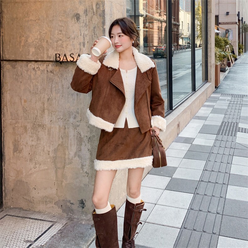 【冬款现货】皮毛一体拼接加厚羽绒套装裙2D148-A359-P260-K385,女装套装/套裙,2D148