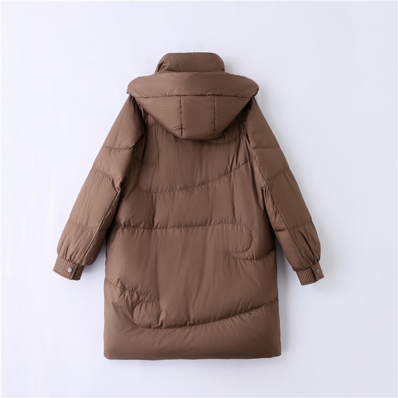 2023冬季新款拼接加厚中长款羽绒服女白鸭绒防寒外套,女装羽绒服,琦鑫阁（原依鑫阁）