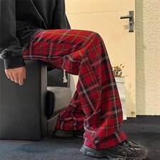 网图潮流格子裤大码显瘦慵懒风松弛感高级感阔腿休闲裤MG6010-P28，男装休闲裤，电商A025