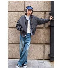 慵懒美式飞行员夹克外套男春秋潮流原宿百搭新款时尚气质文艺简约，男装夹克，星座506A