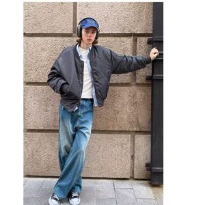 慵懒美式飞行员夹克外套男春秋潮流原宿百搭新款时尚气质文艺简约图片