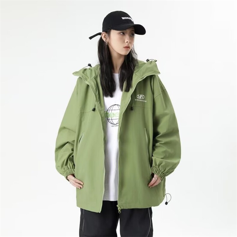 美式户外连帽秋季冲锋衣设计感外套女潮牌oversize夹克CF197-P60,男装夹克,星座1008