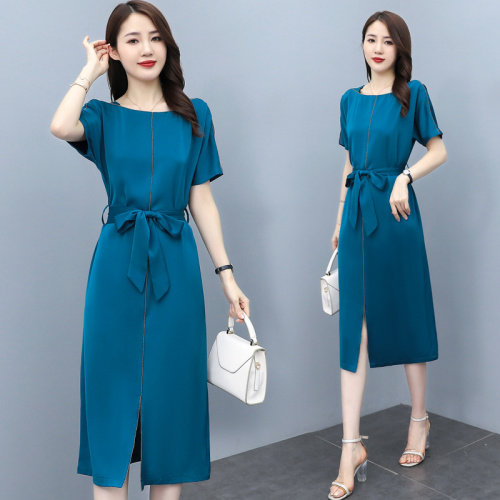 2021夏季新款休闲显瘦收腰简约大方优雅气质修身时尚，女装连衣裙，冬木谷雨