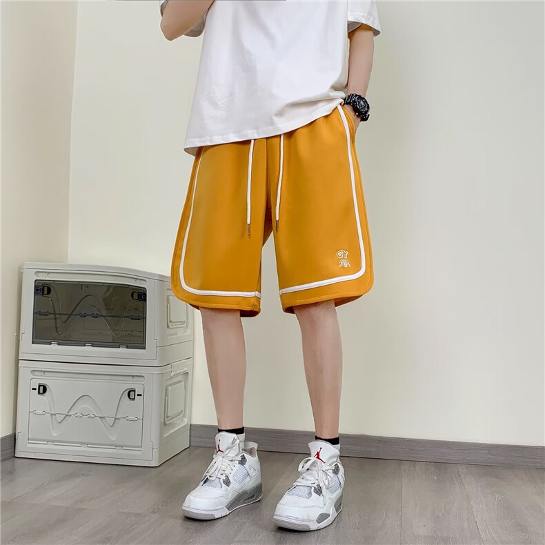夏季新款港风小牛筋系带松紧纯色运动休闲裤五分裤K237-P30,男装休闲裤,星座1109-3