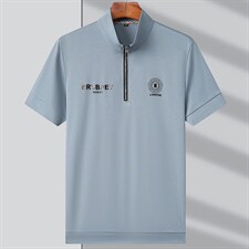 QLM22865男式2023年夏季新款T恤衫男短袖立领休闲polo体恤P63，男装T恤，电商B360