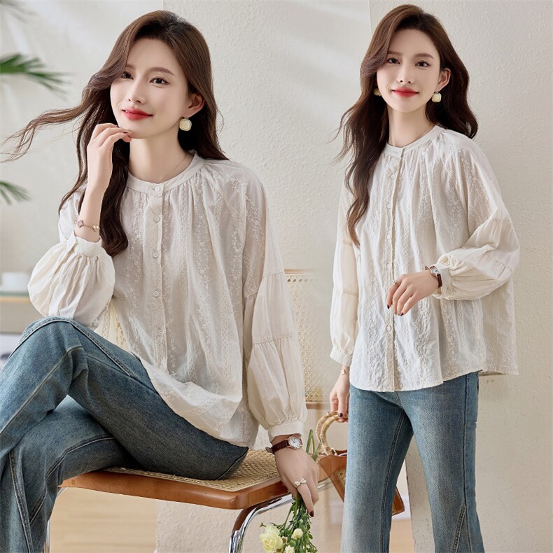 2026正品城市衣柜大码女装新款长袖碎花立领衬衣，女装衬衫，丝露怡语