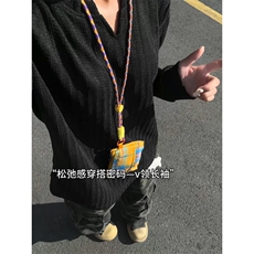网络图，V领卫衣男春季无帽内搭打底潮牌长袖T恤XZ302B-1-W02P25，男装T恤，星座302B-1