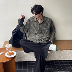 CS26-P50灯芯绒扎染衬衫长袖休闲初秋外套上衣学生休闲寸衫，男装衬衫，电商B327