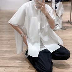 不规则短袖衬衫男夏季设计感小众韩版潮流休闲衬衣W3361-P32，男装衬衫，星座512-2