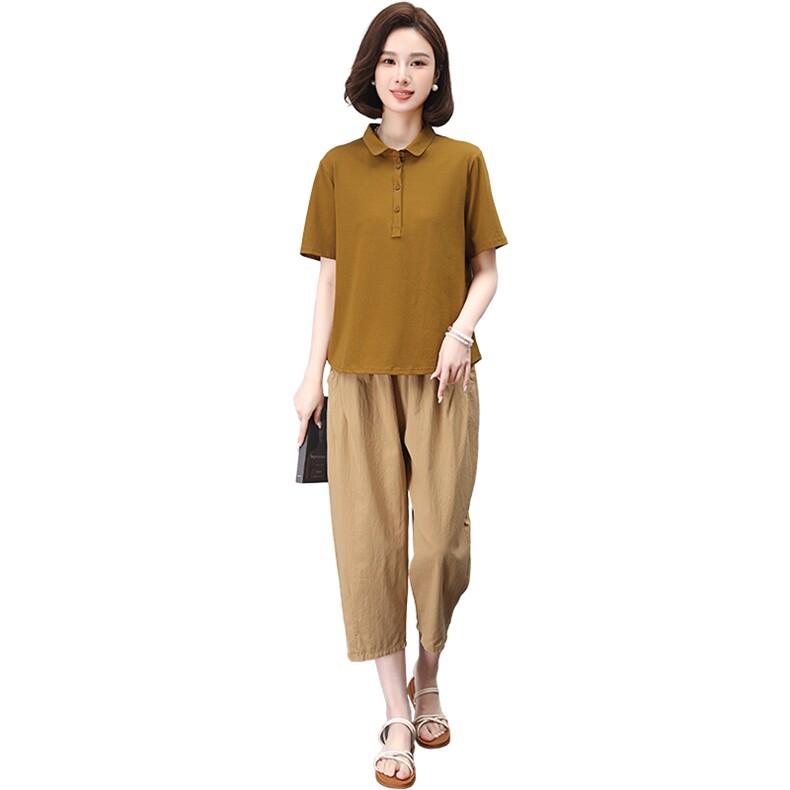 POLO衫套装女八分裤休闲裤两件套,女装套装/套裙,3200格调