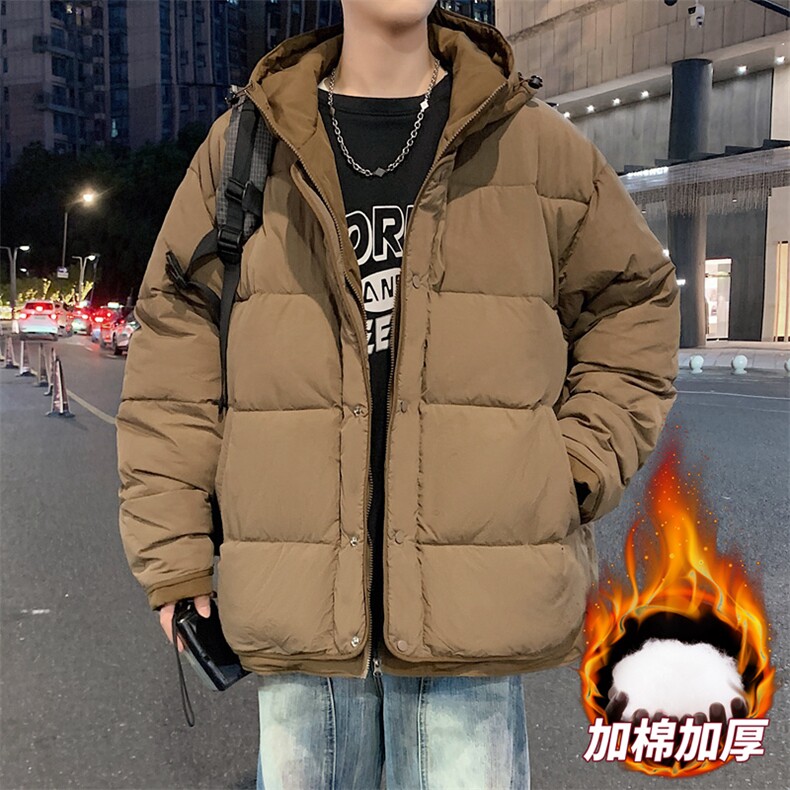 日系复古假两件连帽棉衣男冬季宽松情侣冬季棉服M0829-P103,男装棉衣,星座308B-2