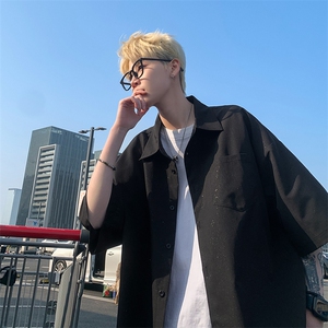 满天星空短袖夏季冰丝垂感亮片光板衬衫帅痞衬衣C2318-特批35图片