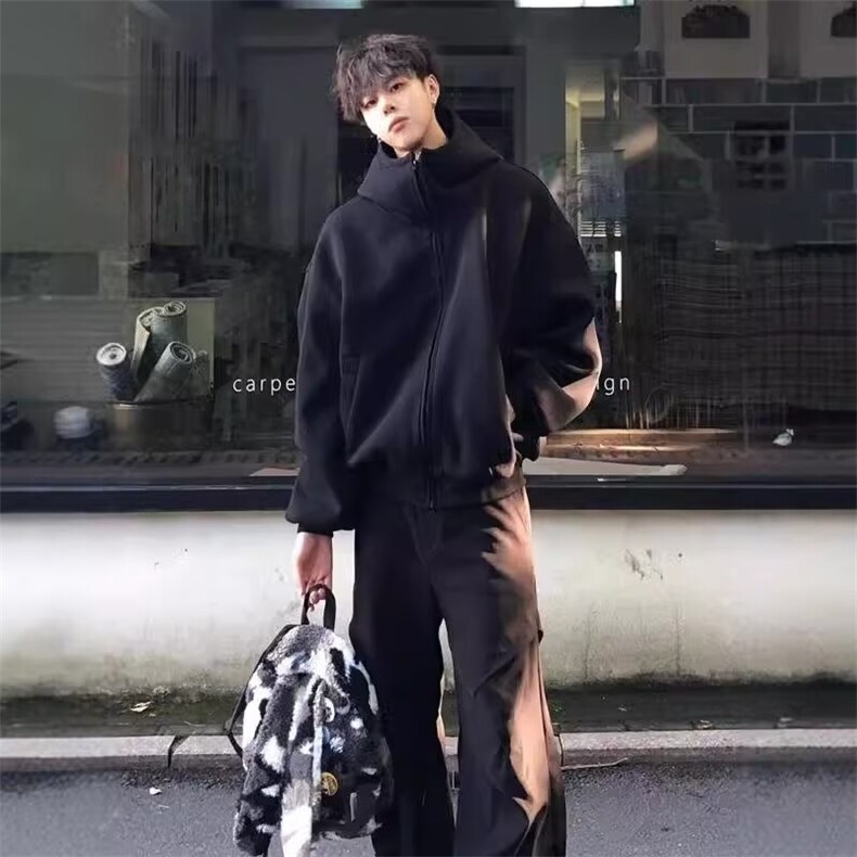 【网图现货】美式重磅连帽加绒加厚卫衣男W49/P65,男装卫衣,星座205-3