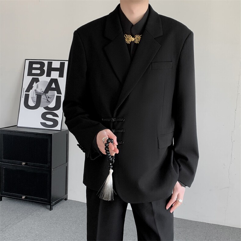 2025春装大码改良中山装结婚登记演出复古立领盘扣中式西装外套,男装西服,星座909