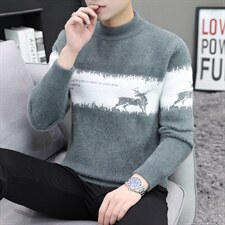 秋冬季加绒半高领海马水貂绒毛衣男保暖中领针织衫S2147P49,男装针织衫/毛衣,星座306A