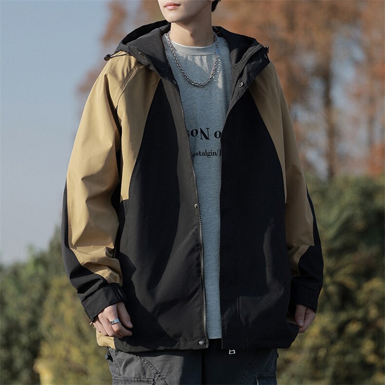2024春秋新款冲锋衣连帽夹克户外工装日系百搭撞色外套JK2363-P75,男装夹克,电商A128