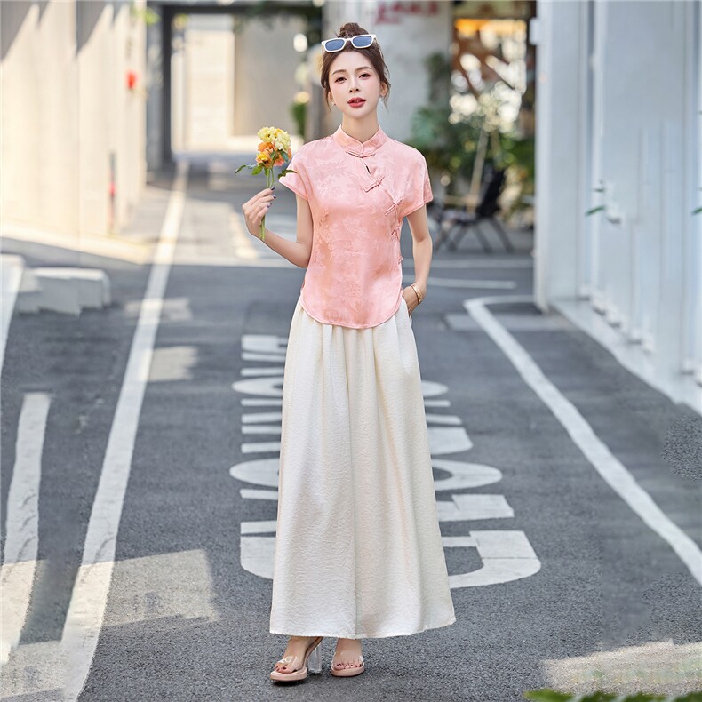 中式国风裙裤套装女2025夏季新款气质高端显瘦旗袍巨好看两件套潮,女装套装/套裙,艾仟回(原伊仟回)