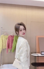 秋季新款糖果色双开拉链开衫时尚百搭，女装针织衫/毛衣，兰叶羊绒