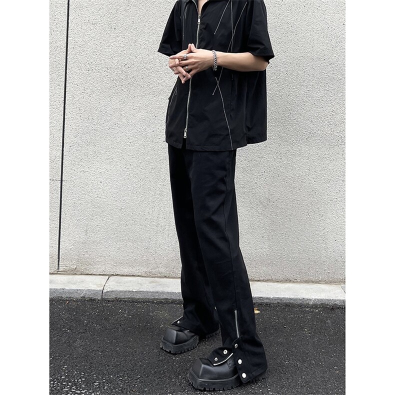 B221美式ins高街小众排扣拉链牛仔裤LK22073-P60控78,男装牛仔裤,电商B221