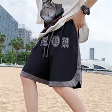 复古刺绣短裤夏季潮高街五分裤男ins休闲运动直筒裤 K3231-P34图片