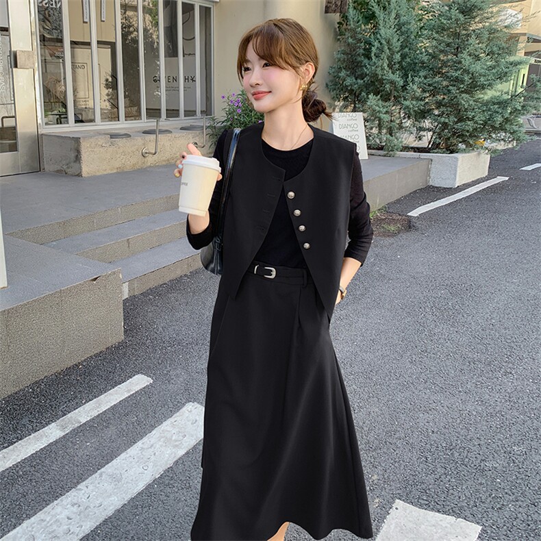 新款现货主推连衣裙马甲二件套9875-P155-K218,女装连衣裙,2C129