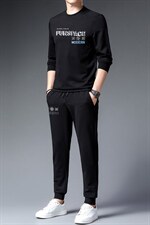 2023秋季新款中年男休闲运动套装潮流圆领T恤两件套百搭卫衣套装，男装休闲套装，电商B212（原钱塘6029）