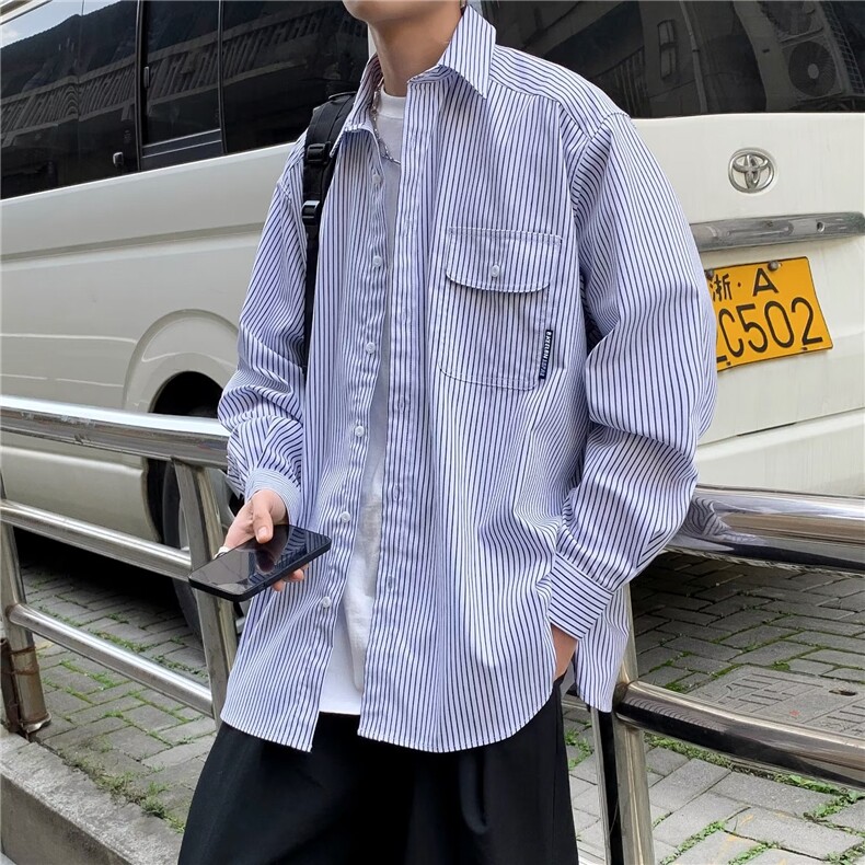 条纹衬衫男长袖春秋休闲衬衣BC02P32,男装衬衫,星座1116-2