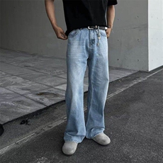 牛仔裤男春夏水洗复古潮牌vibe裤子美式高街阔腿直筒裤T16833-p43，男装牛仔裤，星座1008