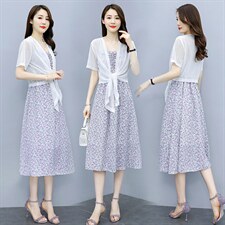 2021夏季新款简约时尚优雅气质修身显瘦碎花吊带连衣裙，女装连衣裙，涵亦佰惠