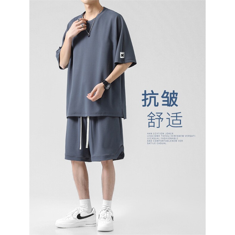 亲肤抗皱冰丝两件套垂顺舒适个性透气冰氧潮流套装 TZ17-特批68图片