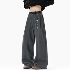 秋季420g重磅星空呢毛呢宽松时尚小弯刀阔腿裤男K5939-特P55控98，男装休闲裤，电商A001-1