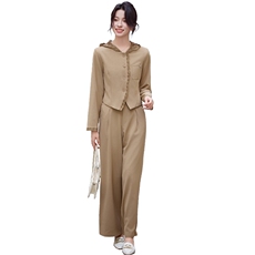 现货！！！！！！！小香风蕾丝边西装阔腿裤两件套，女装套装/套裙，素月