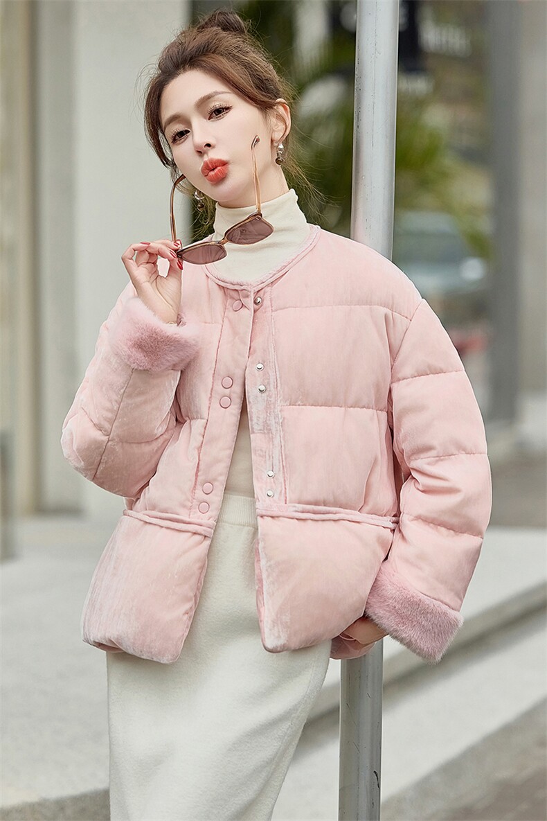 2024年冬季新款國风金丝绒羽绒服外套女,女装羽绒服,曼娅璐